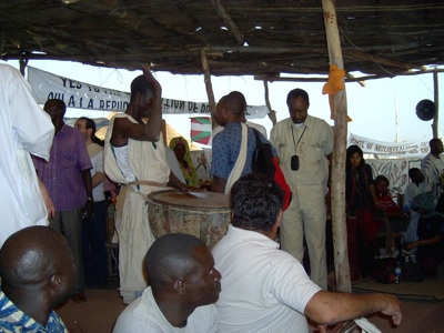 Drumming at the opening of the Nyeleni forum