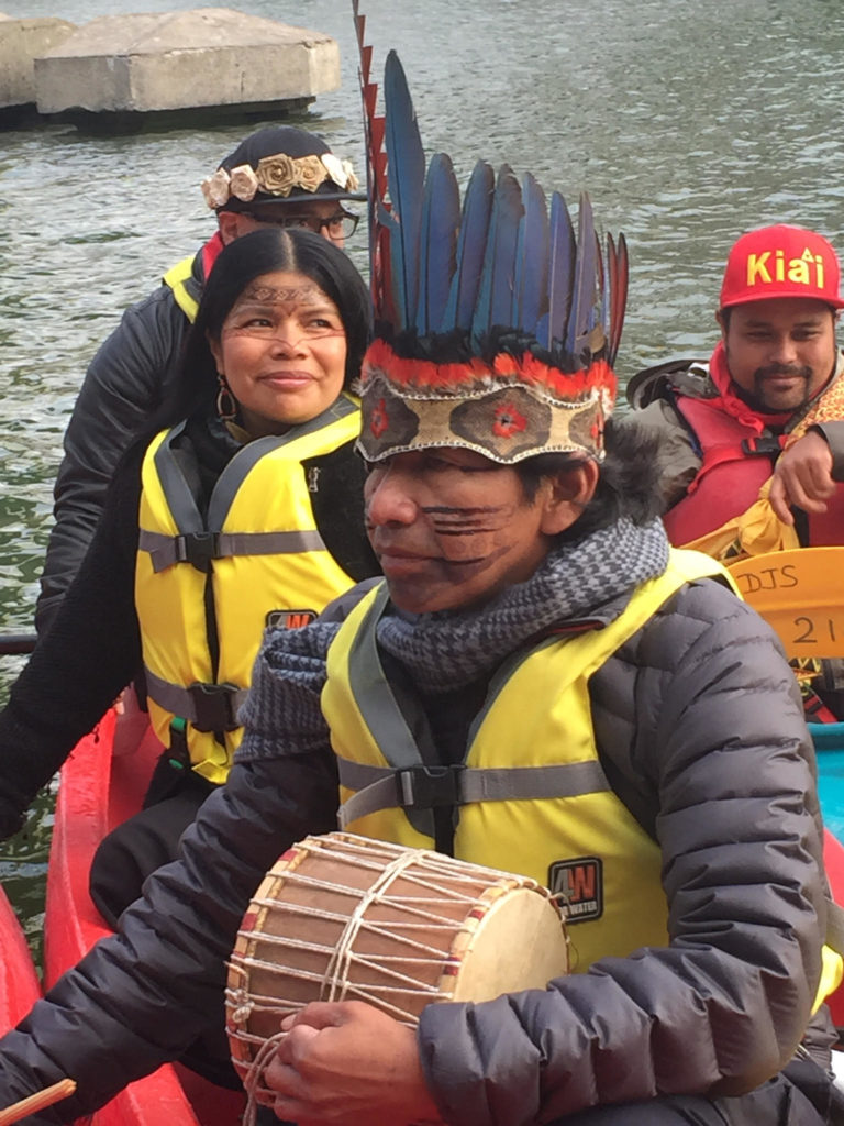 Indigenous canoe action Paris 2015