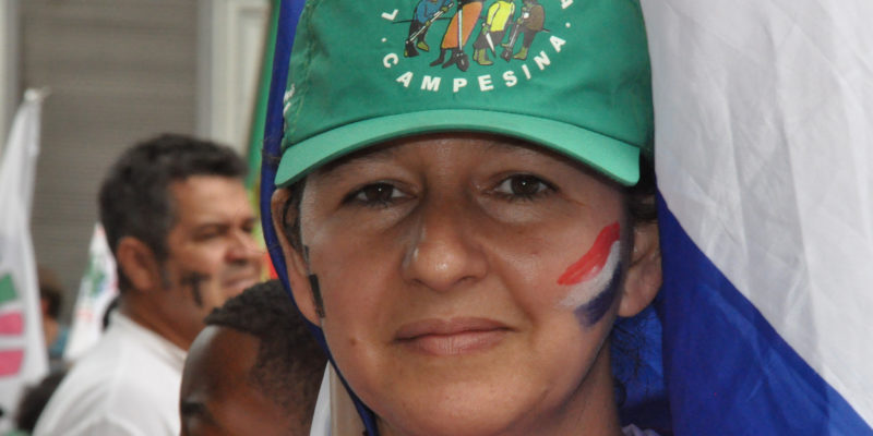 Member of La Via Campesina at Rio+20 protests. Brazil.