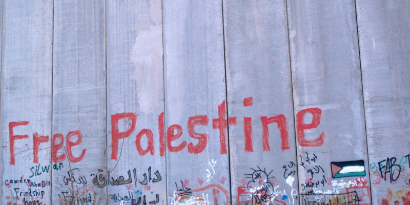 Graffiti reading "Free Palestine" sprayed on the Separation Wall, Palestine.