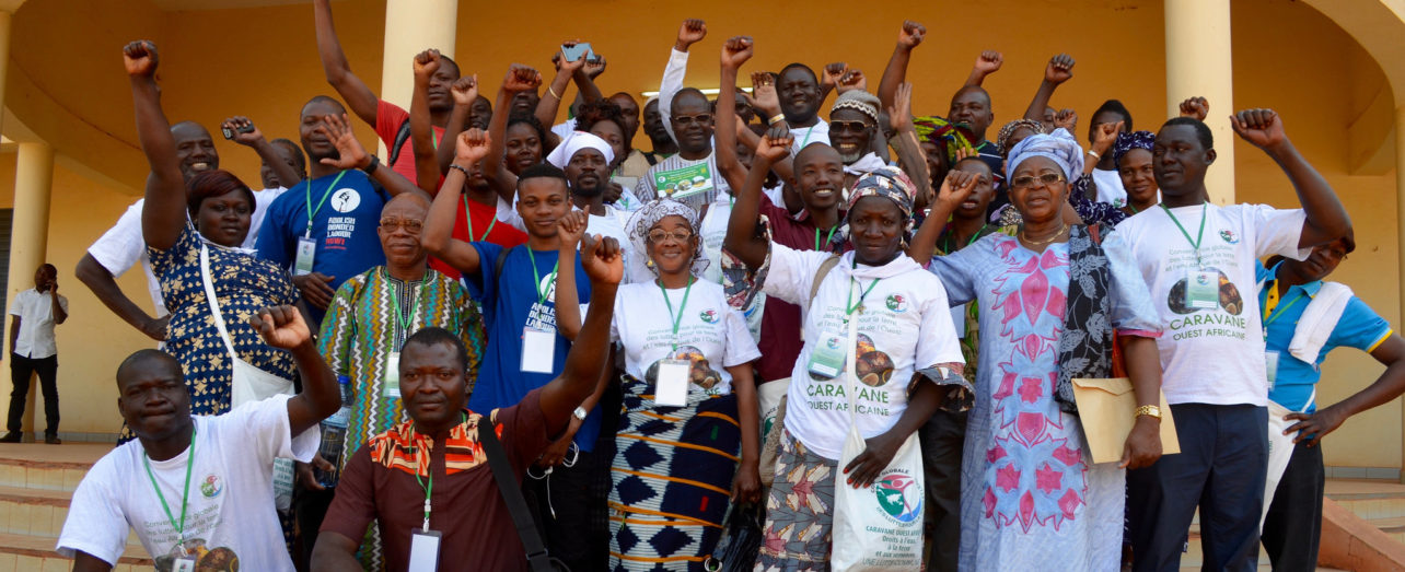 Members of WAS taking part in the Global Convergence for Land and Water Struggles Caravan, West Africa.