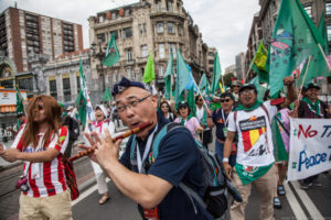 Members of La Via Campesina participating in in demonstration.