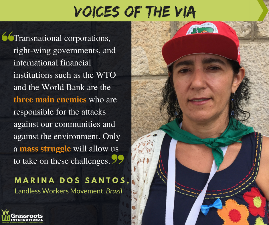 Marina dos Santos of the Landless Workers Movement, Brazil.