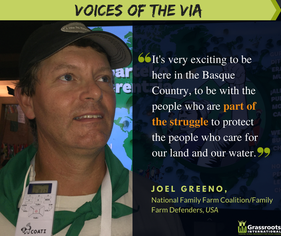 Joel Greeno of the National Family Farm Coalition, USA.