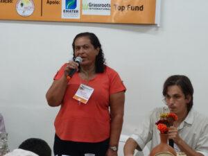 Esperanza Cardona of LVC-Honduras speaking.
